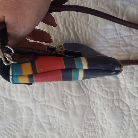 Chaps Crossbody Purse or Wristlet Bright Colored Striped, Distressed - Picture 10 of 10